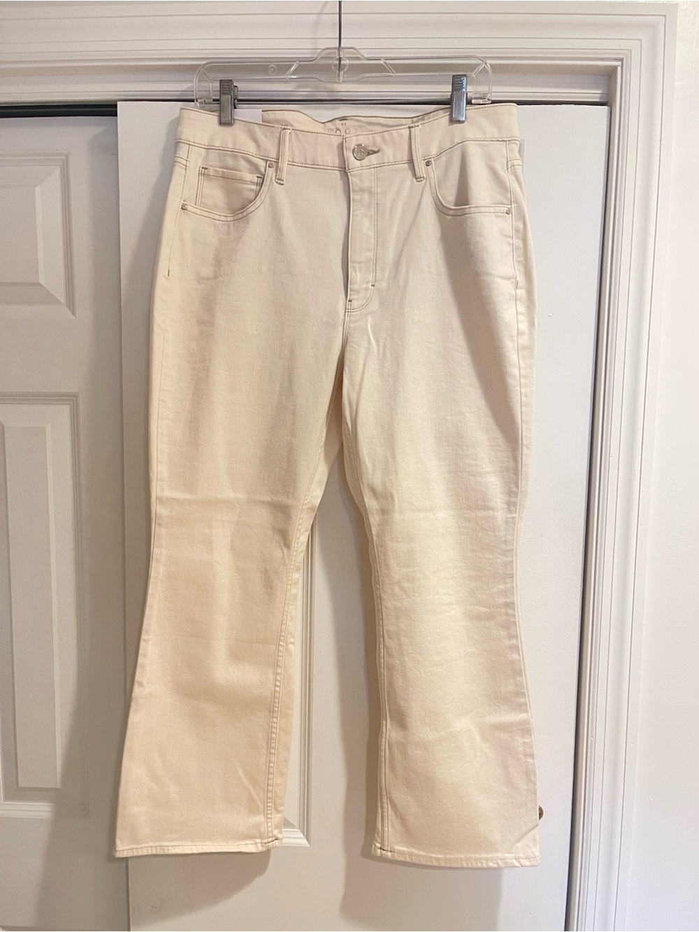 White House Black Market Cream Flare Jeans
